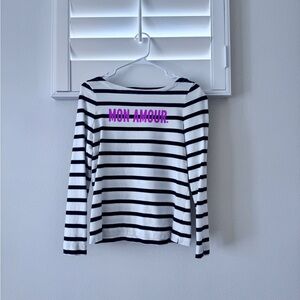 kate spade Black and White Striped Long Sleeve Tee
